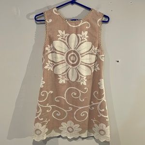 Elegant Floral Lace Mini Dress - Cream